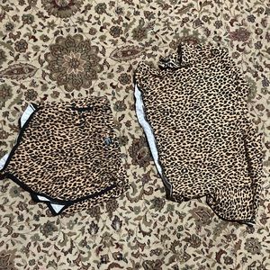 Forever 21 Leopard Cheetah Crop Top and High Waisted Shorts Set